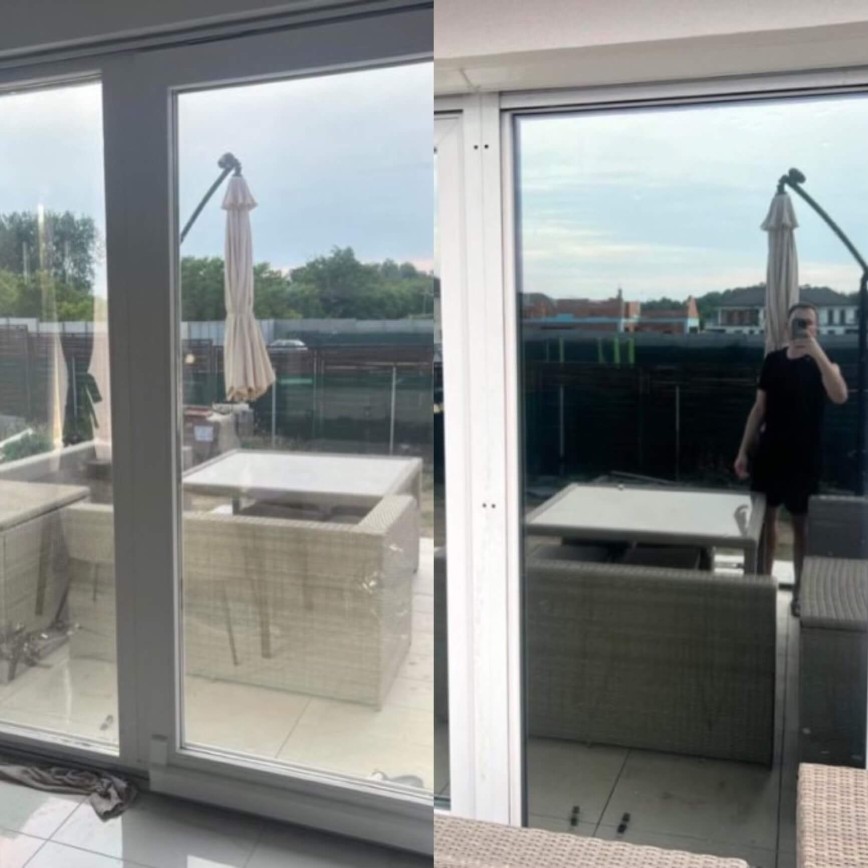 coverglass film 20% installed on window, before and after pictures