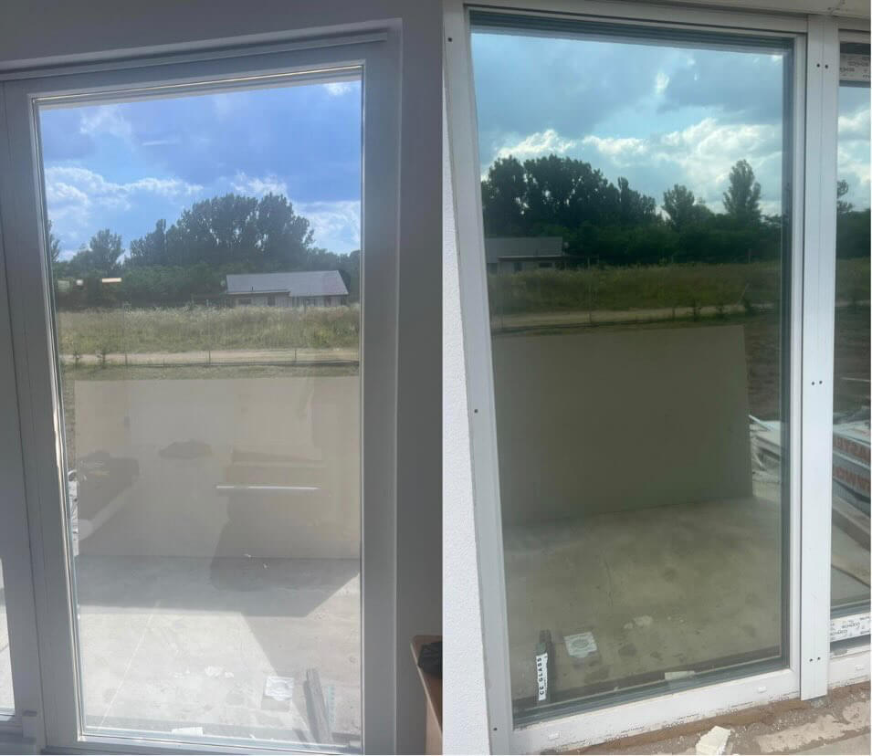 coverglass film 5% installed on window, before and after pictures